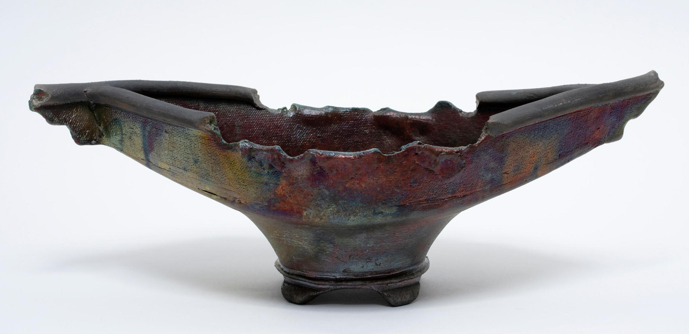 Donovan T. Chester (1940) - Footed Raku Dish with Elongated Bowl