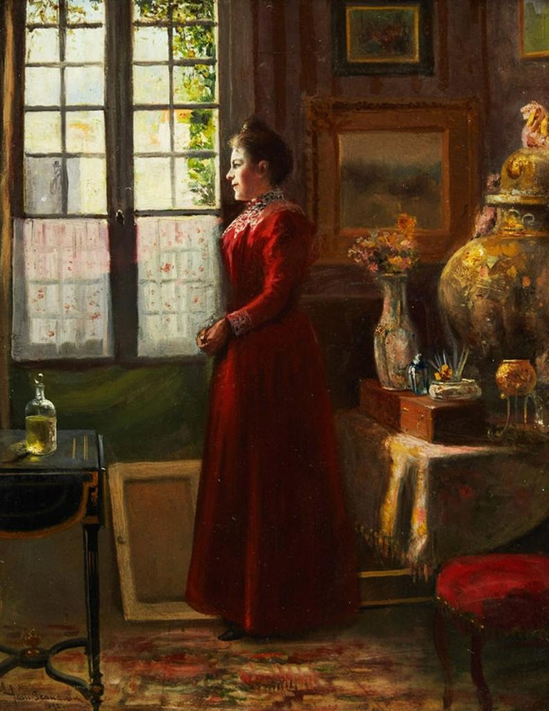 Jean Beaudoin (1851-1916) - Lady in Red in an Interior
