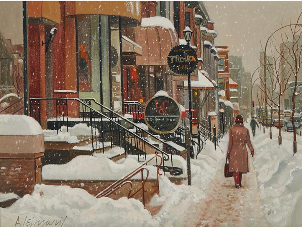 Andris Leimanis (1938) - Heavy Snow - A View Of Crescent St. Looking South