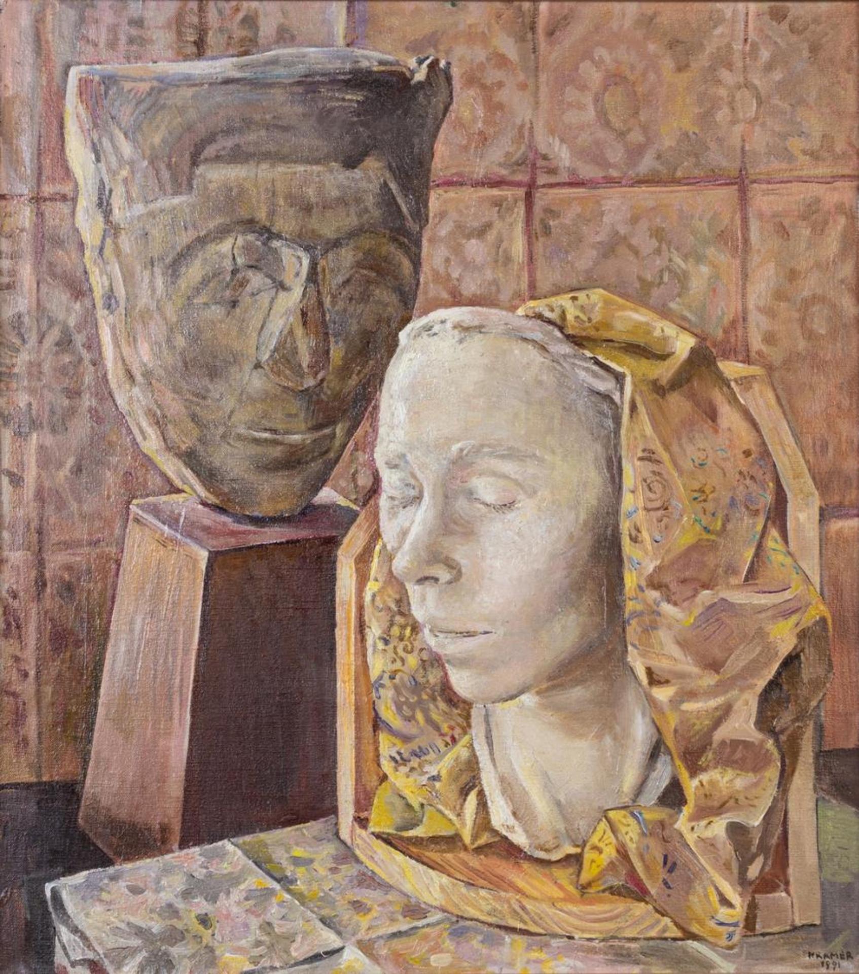 Edith Kramer Austrian (1916-2014) - Death Mask and Egyptian Head