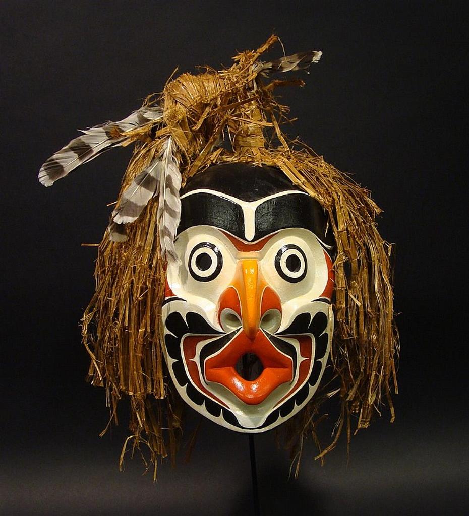 Beau Dick (1955-2017) - a carved and polychromed Kwagiulth Hawk Man mask