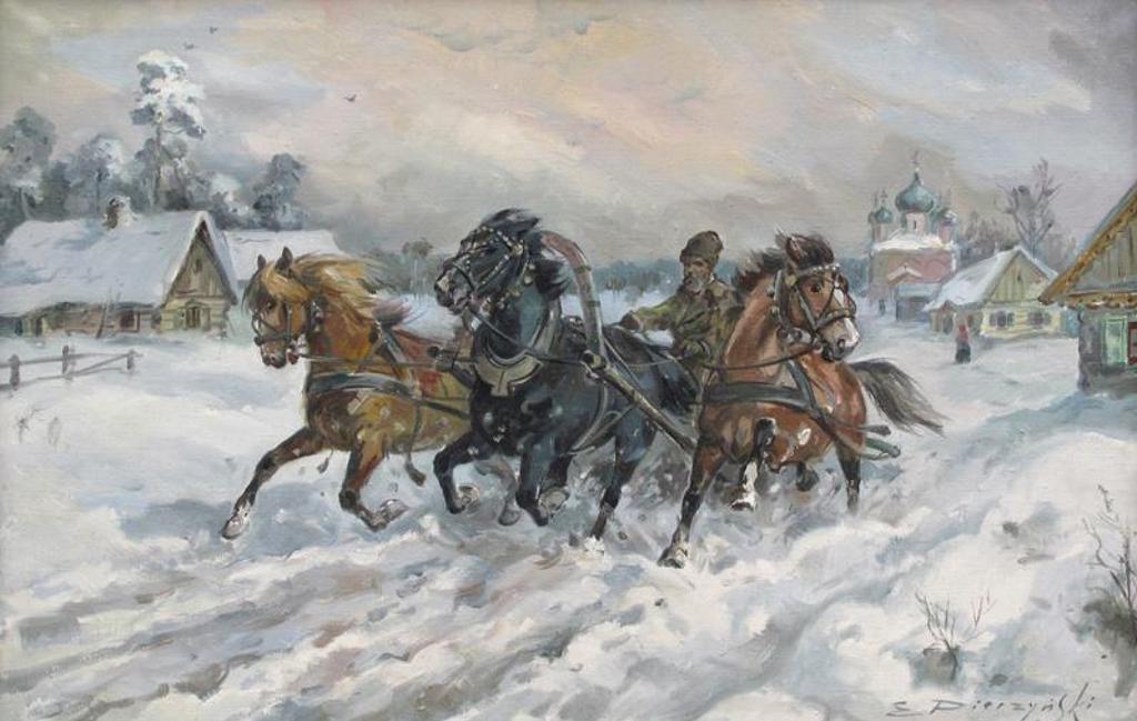 Edward Pierzynski (1922) - Winter Scene With Troika