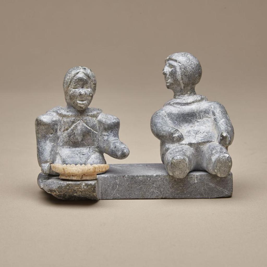 Maria Mapsalak (1950) - Two Seated Figures On Base With Qulliq