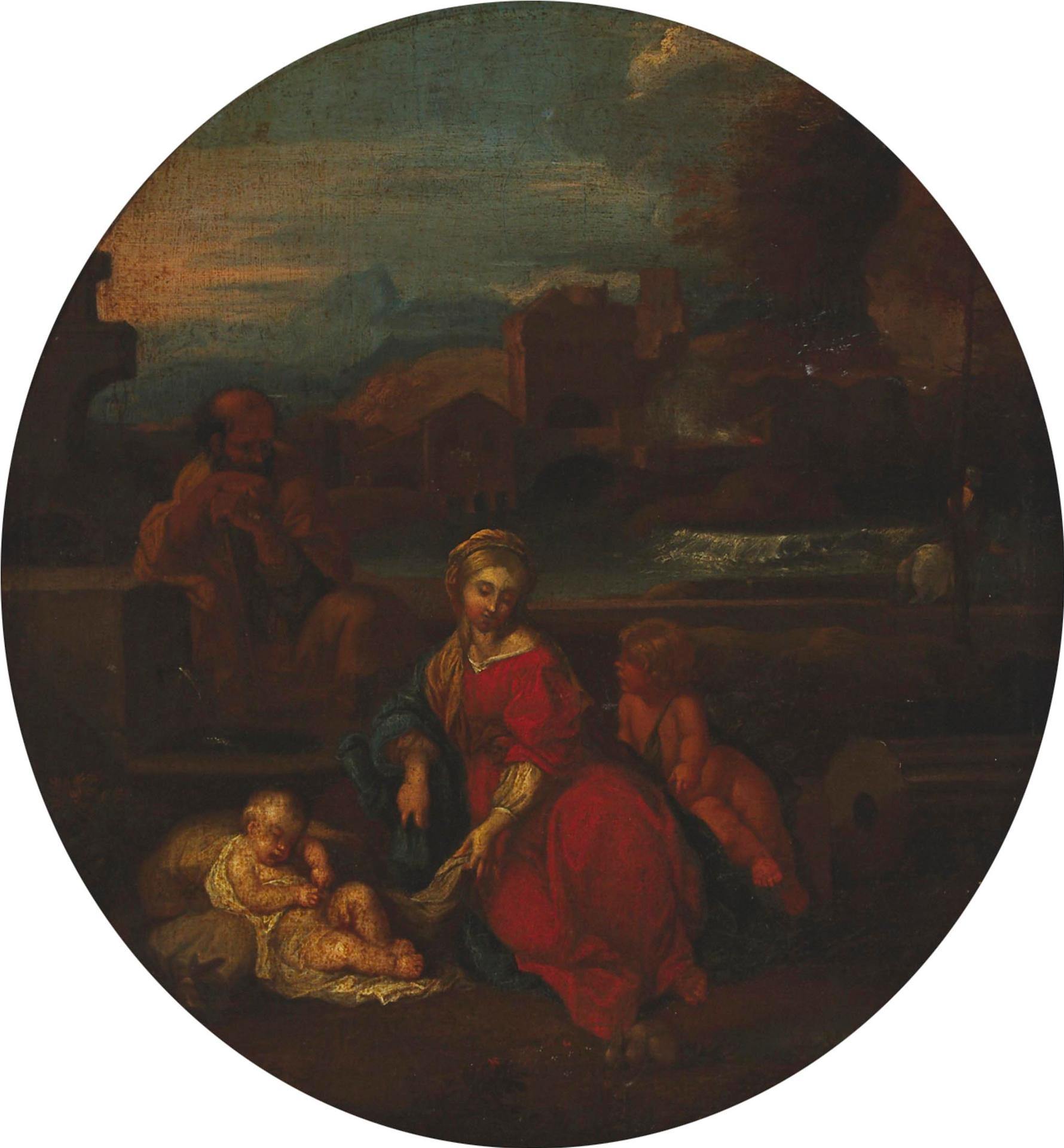 Manner of Nicolas Poussin (1594-1665) - The Rest On The Flight Into Egypt With Saint John The Baptist