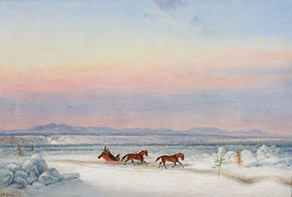 Cornelius David Krieghoff (1815-1872) - Sleigh Crossing the Ice