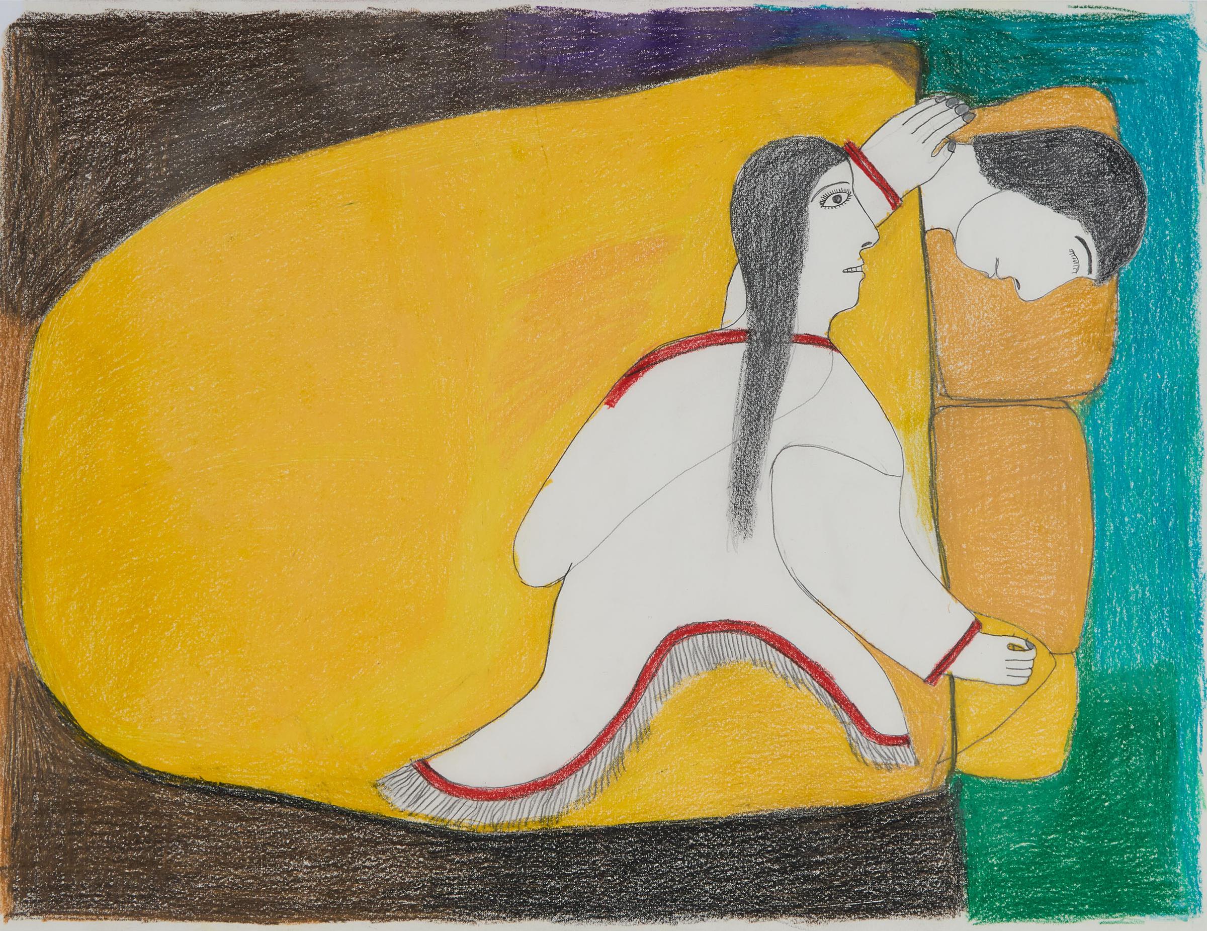 Janet Kigusiuq (1926-2005) - Untitled (Getting Into Bed)