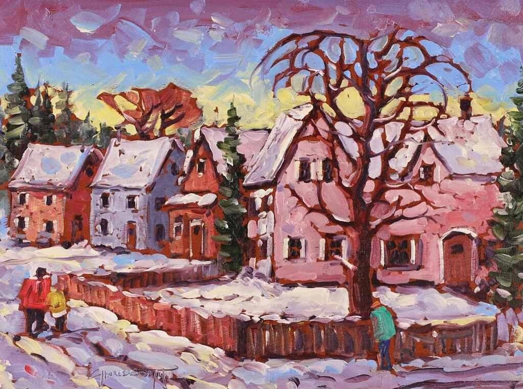 Rod Charlesworth (1955) - Winter Street Scene (Ville De Laurentides)