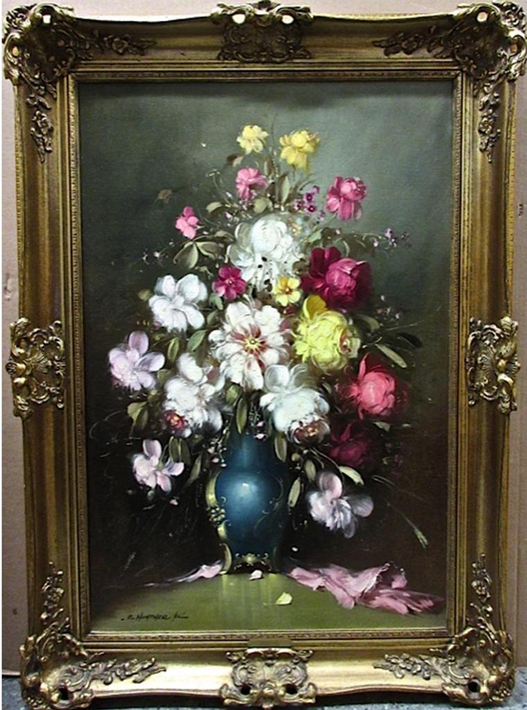 R. Hunther Pl - Flowers In A Blue Vase
