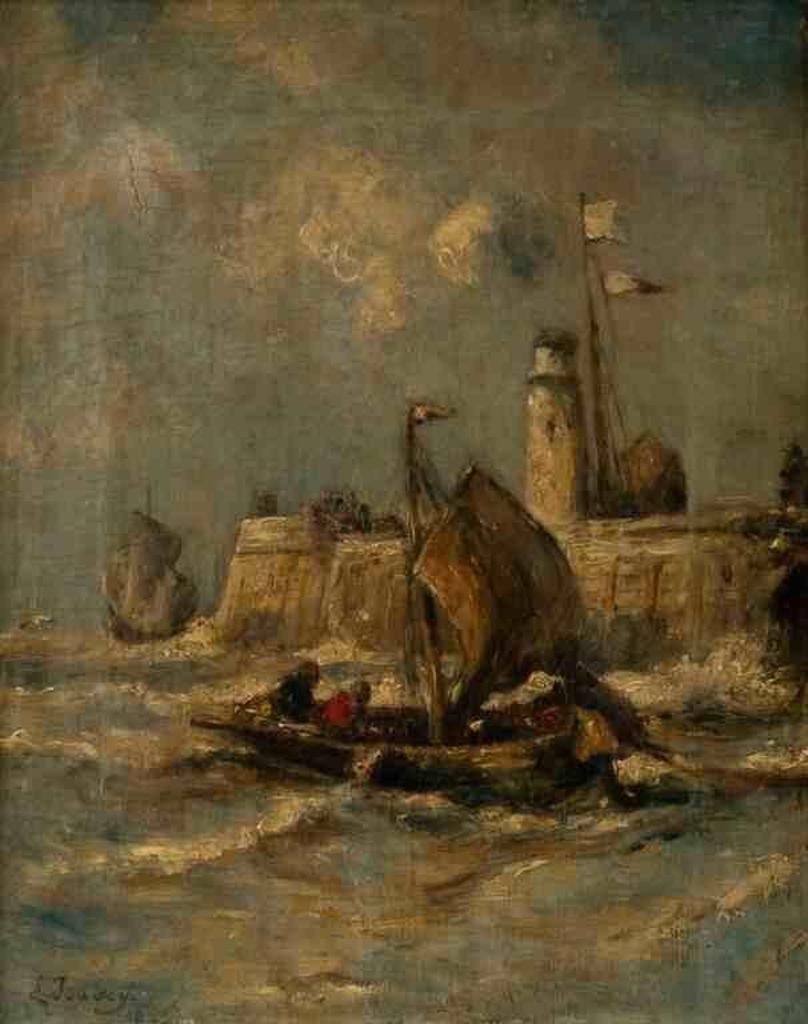 Louis-Gabriel-Eugene Isabey (1803-1886) - Untitled (French sailors off the coast)