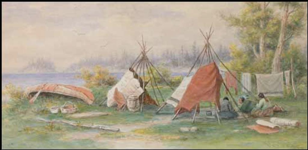 Frederick Arthur Verner (1836-1928) - Indian Encampment, North Shore, Lake Huron