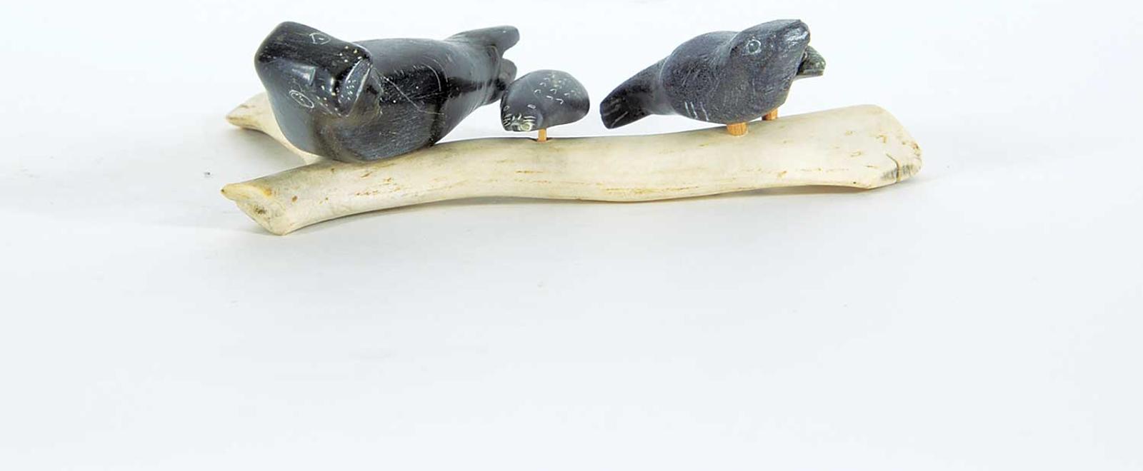 School [Barnabus Arnasungaaq] Inuit - Untitled - Four Seals on Antler