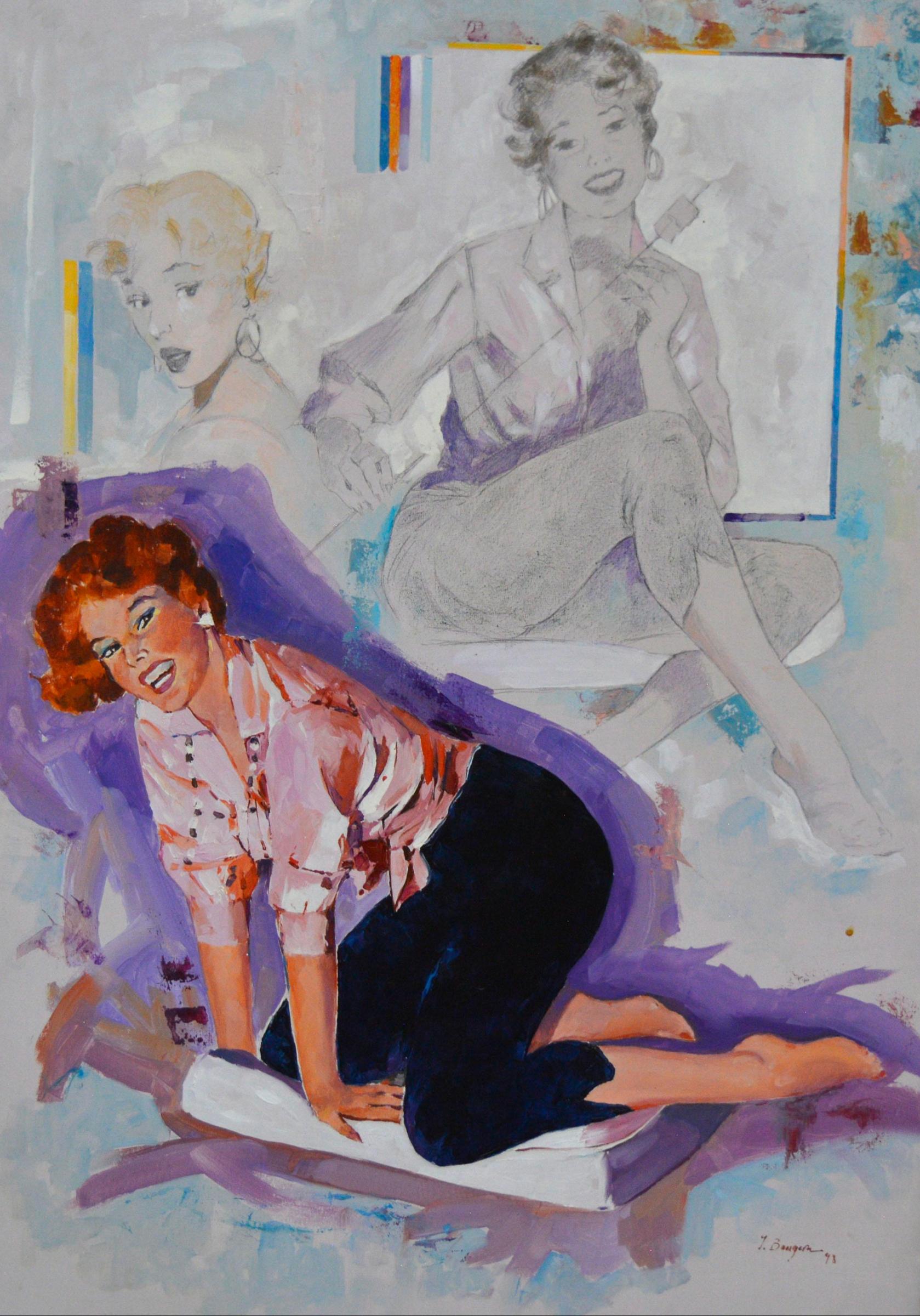 Italo Bongera - Dame allongée, huile sur toile