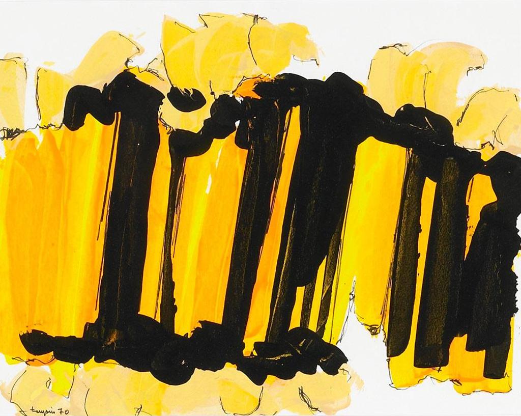 Fernand Toupin (1930-2009) - Abstraction En Noir, Orange Et Jaune