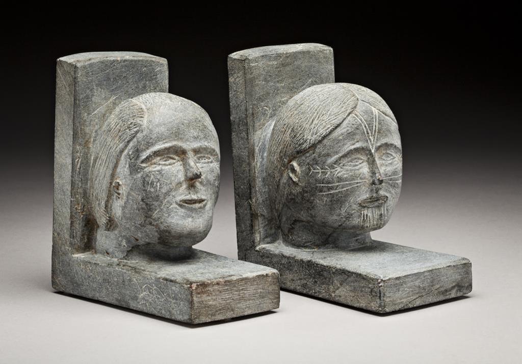 Teddy Novoligak (1921) - Bookends with Male and Female Portrait Heads