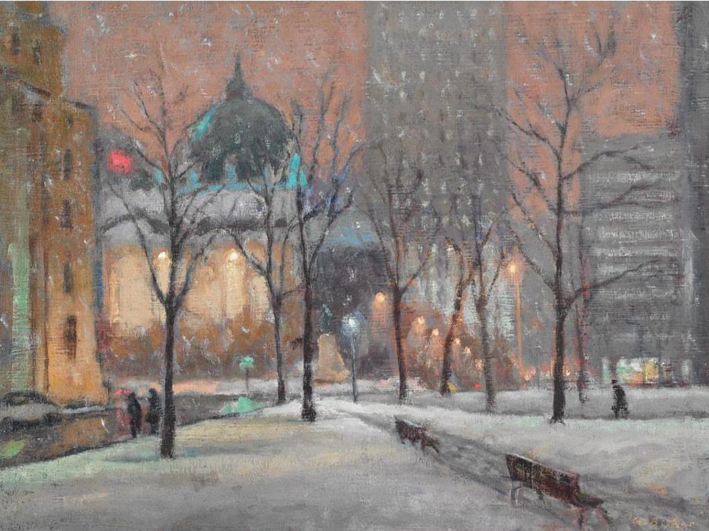 Antoine Bittar (1957) - Evening, Dorchester Square, Montreal