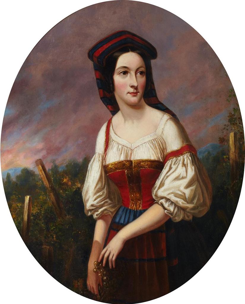 Cornelius David Krieghoff (1815-1872) - Young Woman Gathering Grapes