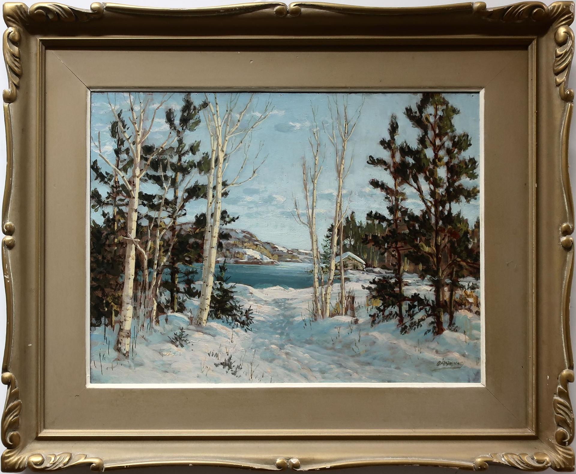 Otto Planding (1887-1964) - Winter Scene With Cabin