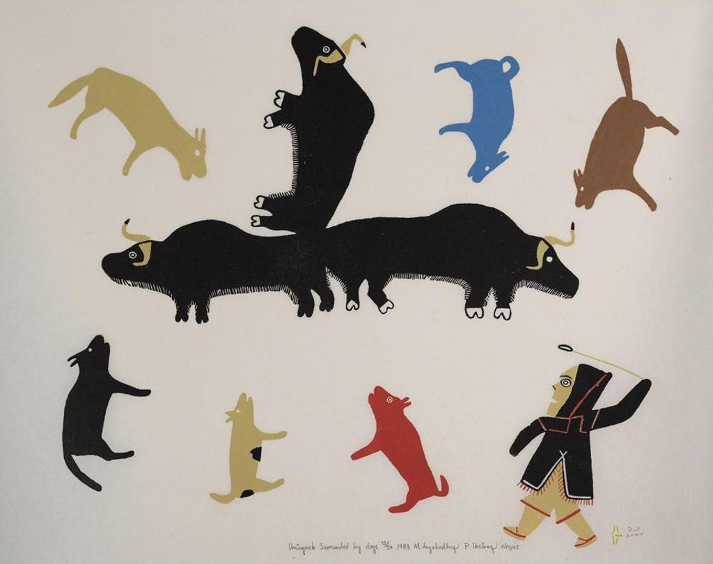 Marion Tuu'luq (1910-2002) - Umingmak Surrrounded By Dogs