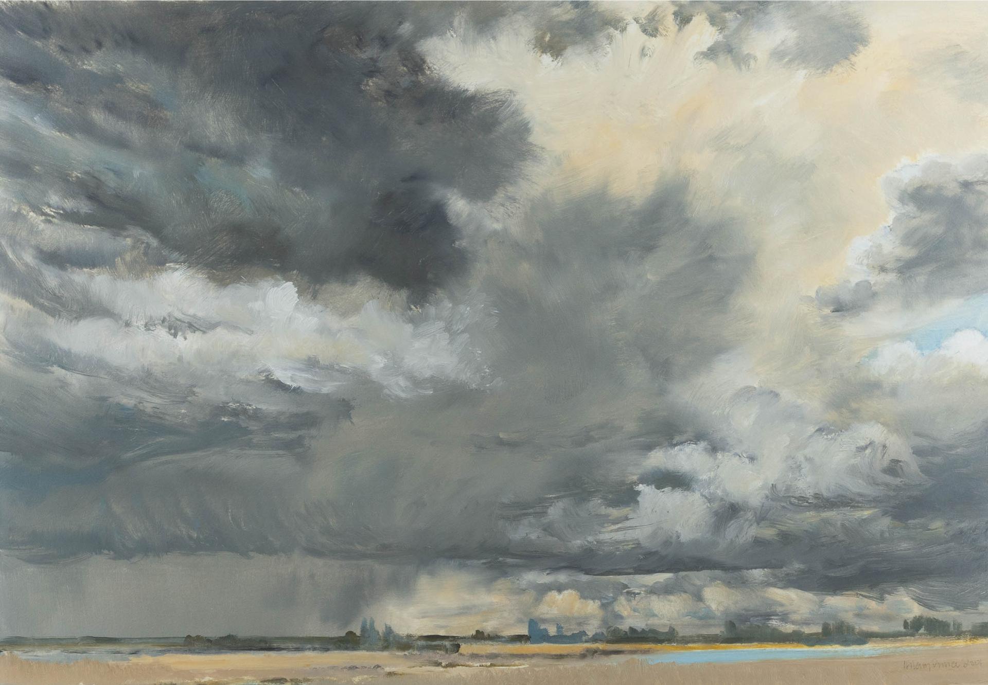 Hilary Prince (1945) - Dark Clouds Over The Farm, 2001