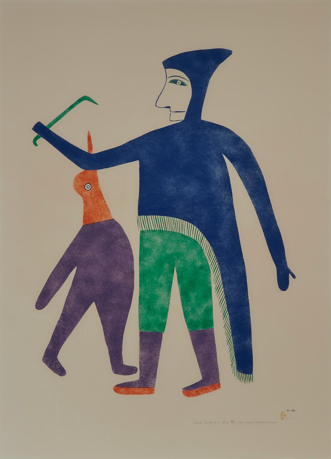 Jessie Oonark (1906-1985) - Inuk Catching A Bird