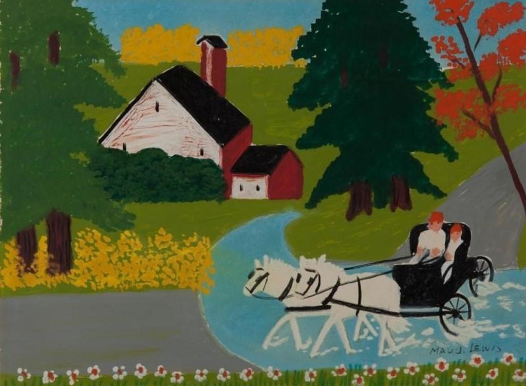 Maud Kathleen Lewis (1903-1970) - Wagon and White Horses