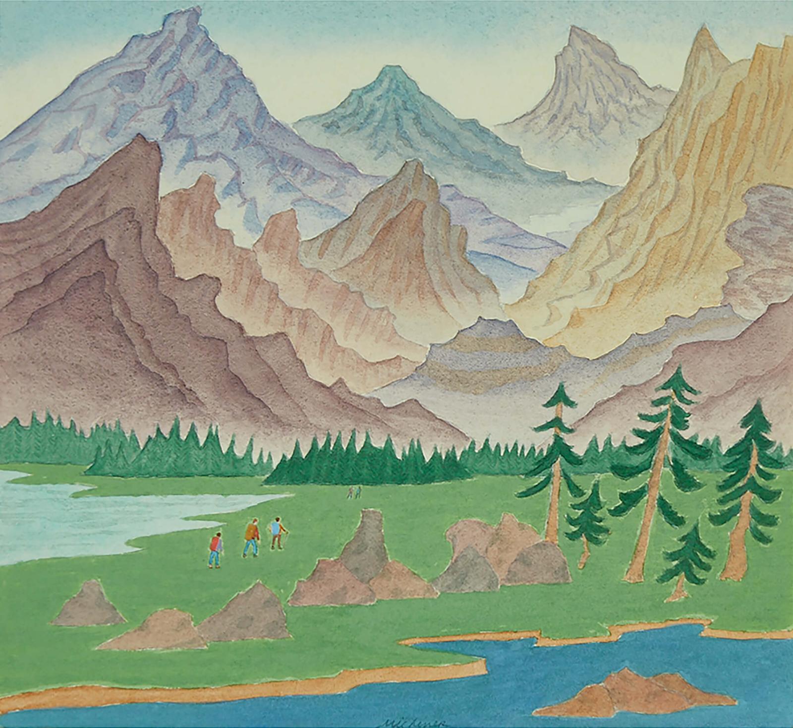 Robert R. Michener (1935) - Hikers In Black Tusk Area