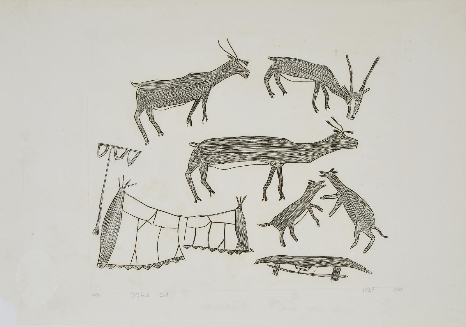 Kiakshuk (1886-1966) - Caribou Near Tents