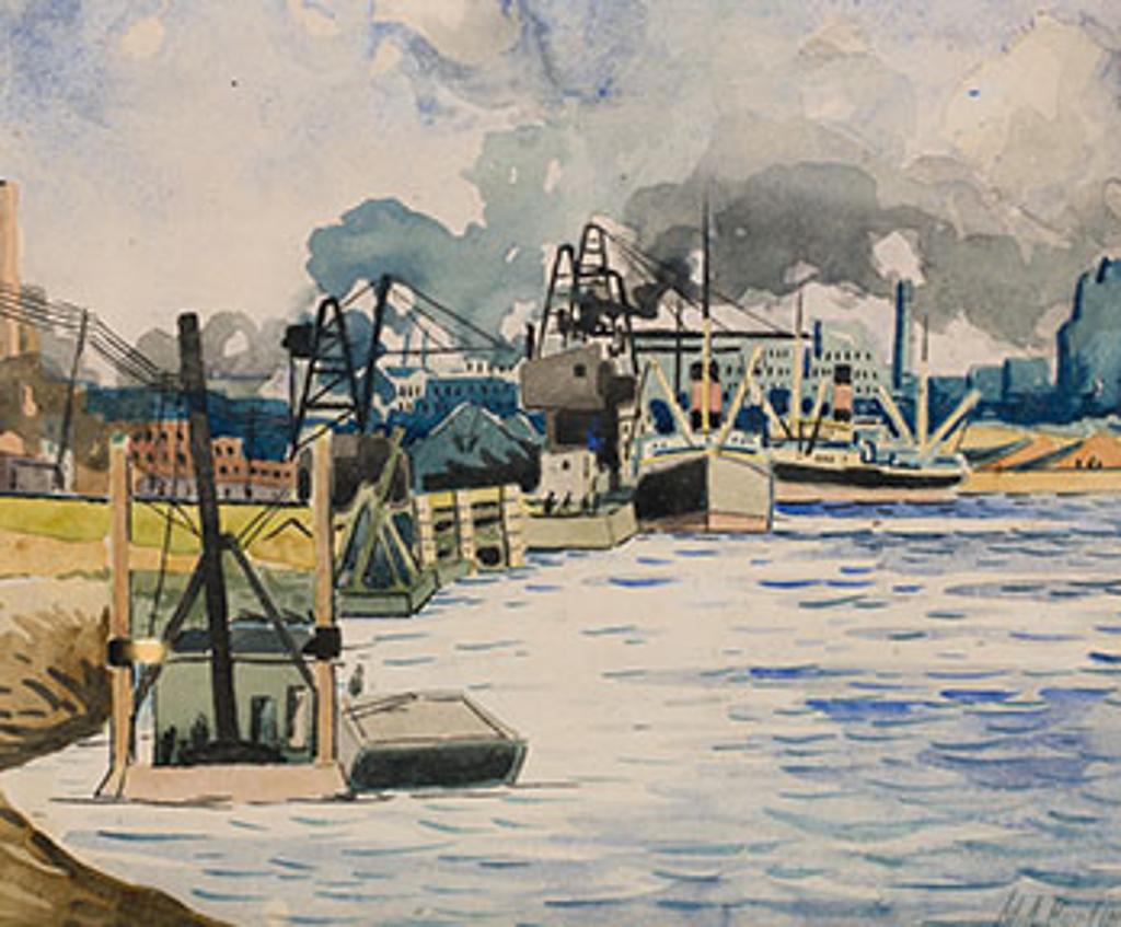 Marc-Aurèle Fortin (1888-1970) - Le Port de Montréal, avec vue sur Hochelaga