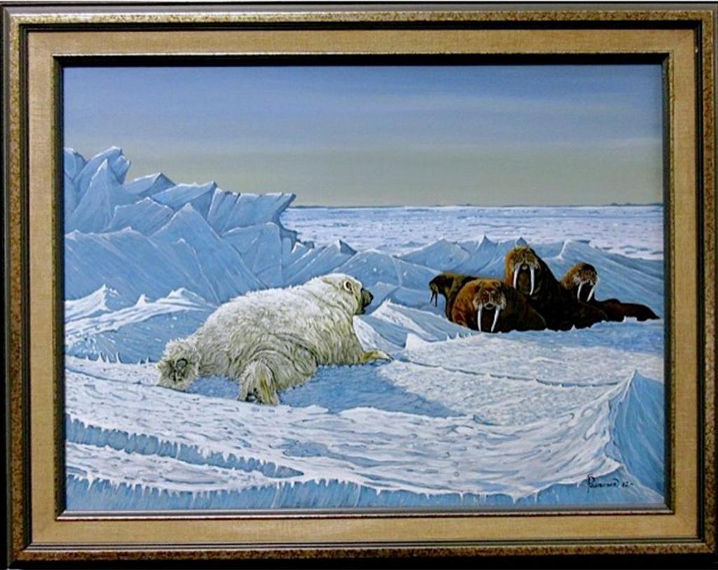 Robert Paananen (1934) - Polar Bear Stalking Walrus