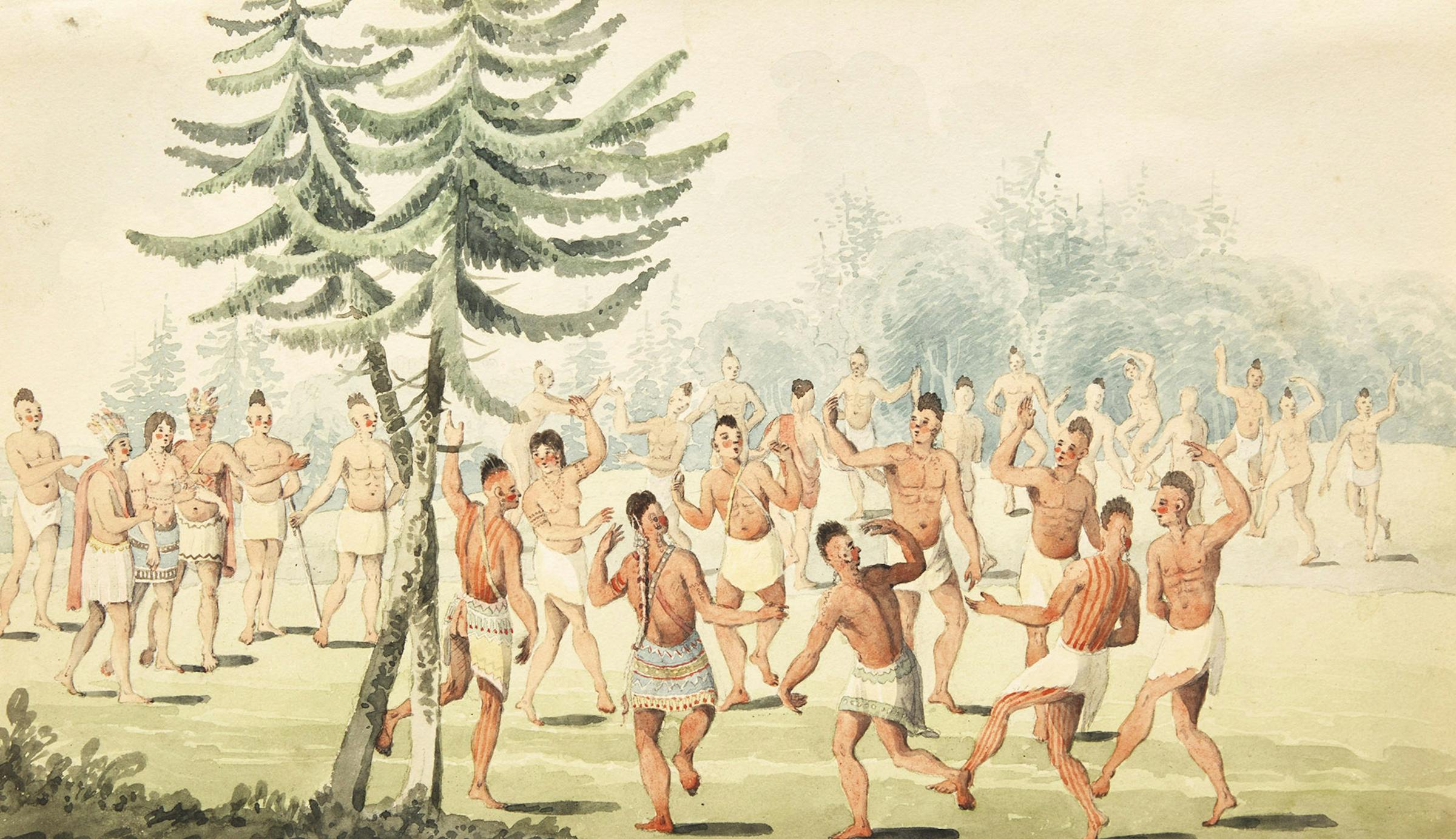 George Heriot (1766-1844) - Dance, on the Reception of Strangers Previously to their Introduction into the Village