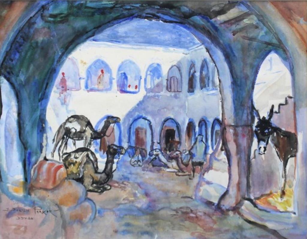 John Delisle Parker (1884-1962) - Djerboan Street Scene, Camels