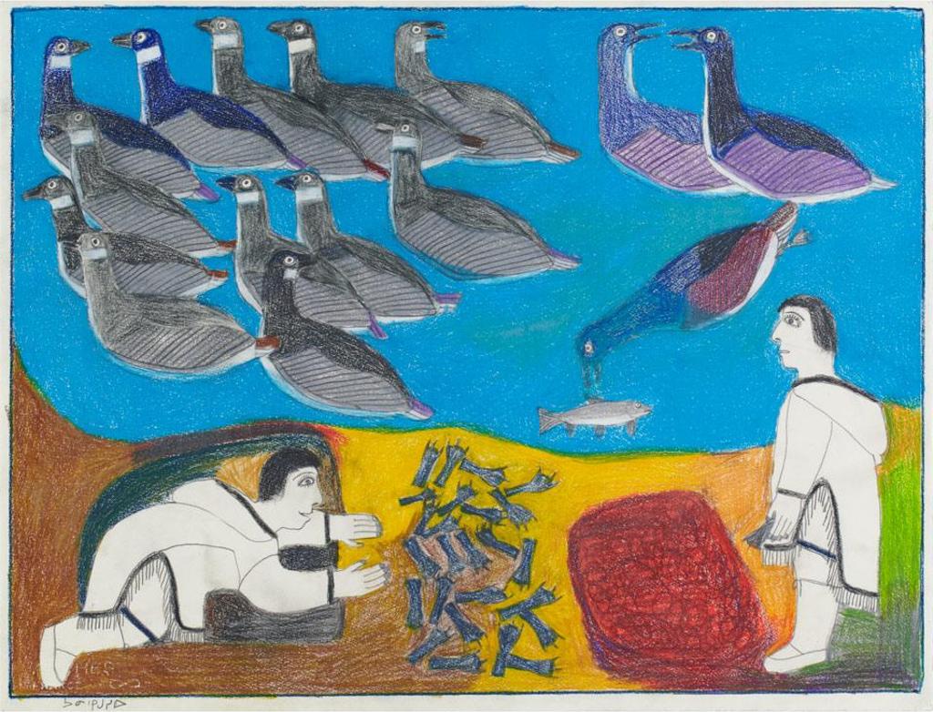 Janet Kigusiuq (1926-2005) - Untitled (Duck Hunting)
