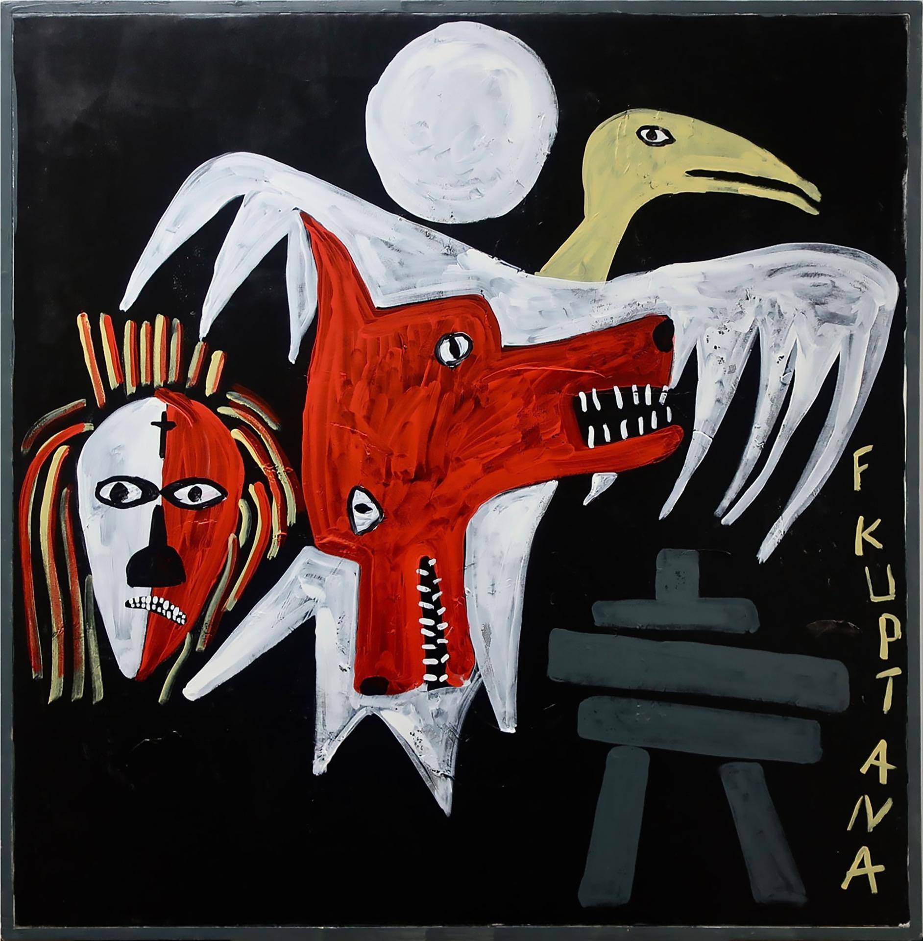 Floyd Kuptana (1964-2021) - Untitled (Spirits With Inukshuk)