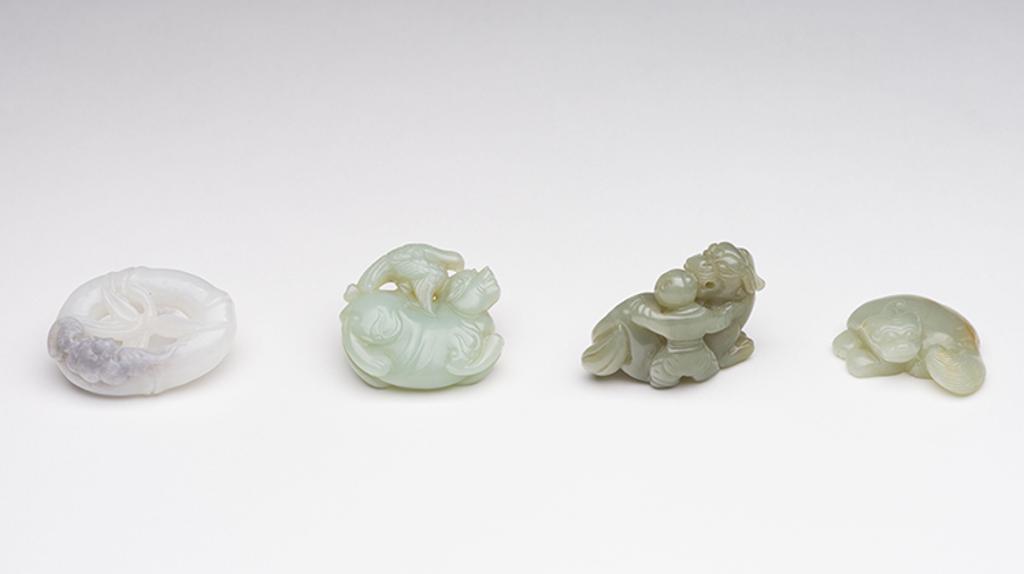 Chinese Art - Four Chinese Celadon Jade Carvings of Animals, 20th Century