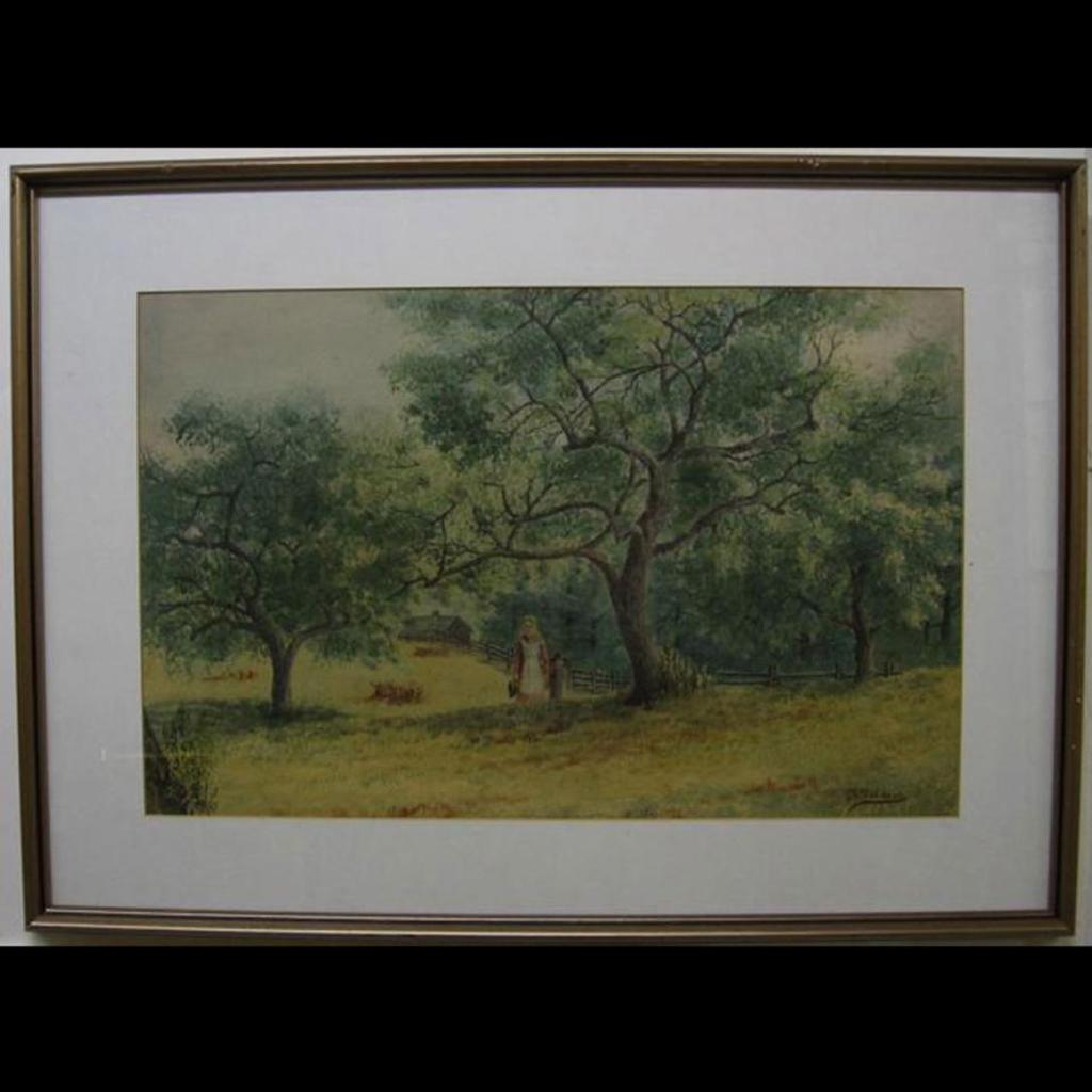 Thomas Harrison (T.H.) Wilkinson (1847-1929) - Woman And Child Passing Through Farm Field Through Trees