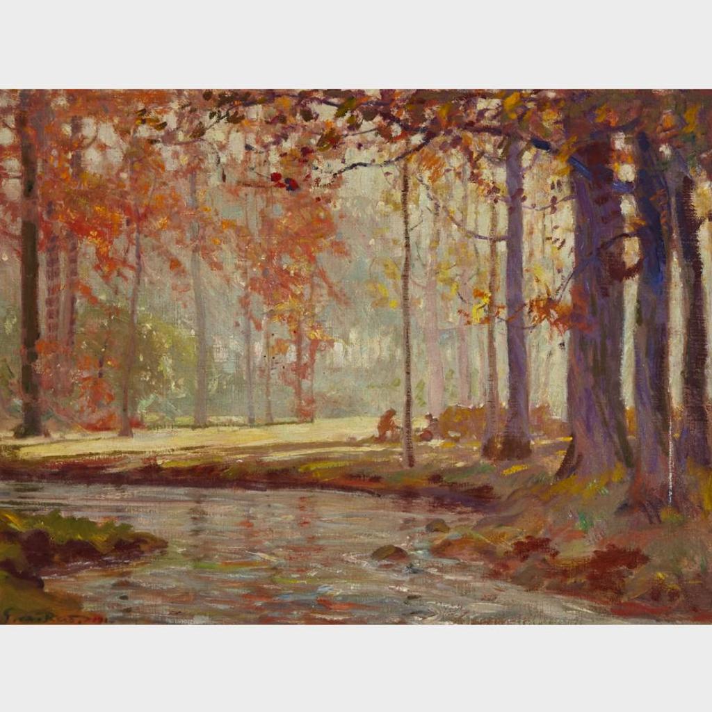 George Agnew Reid (1860-1947) - Sawing Logs By The Stream