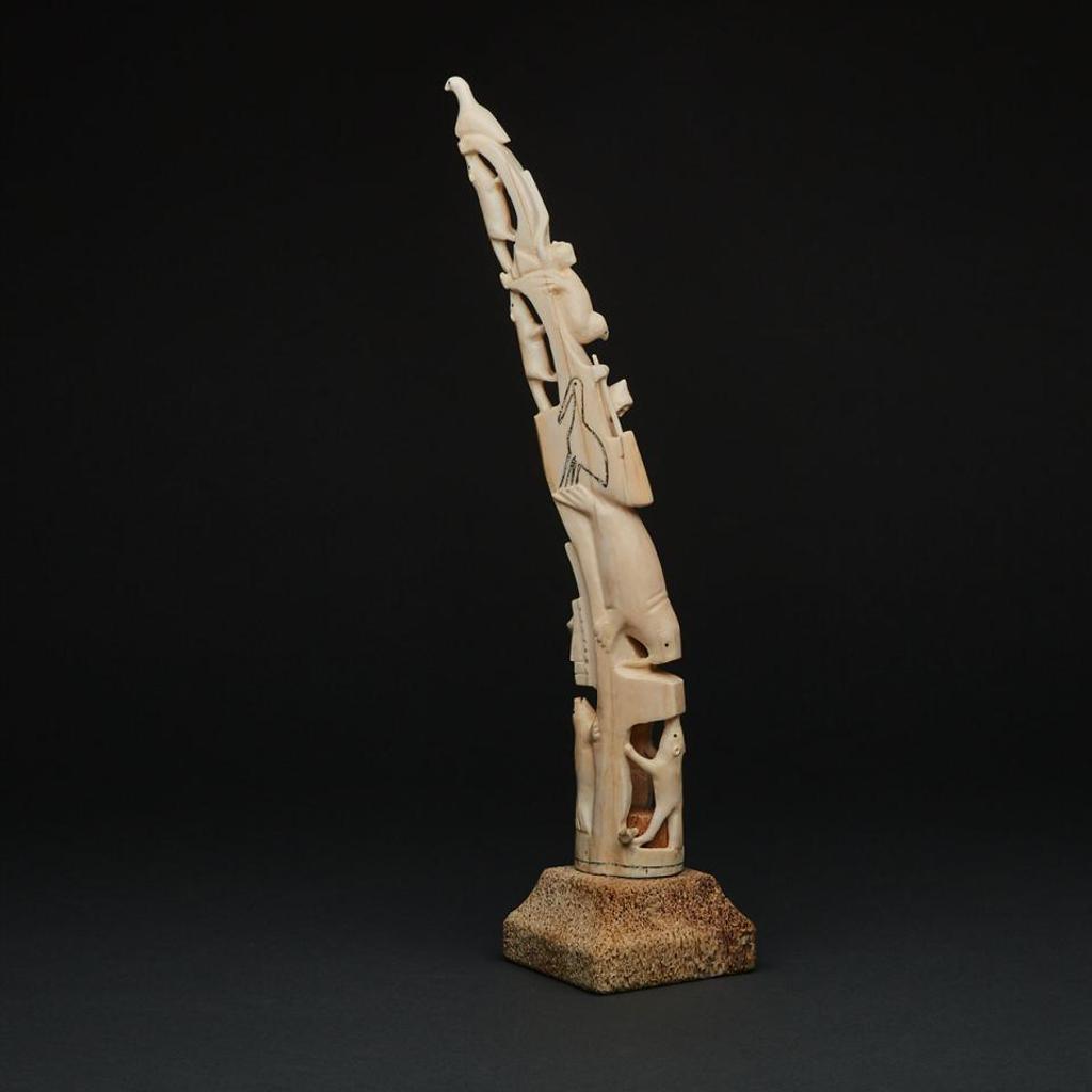 Victor Sammurtok (1903-1980) - Carved Totem With Hunting Scenes