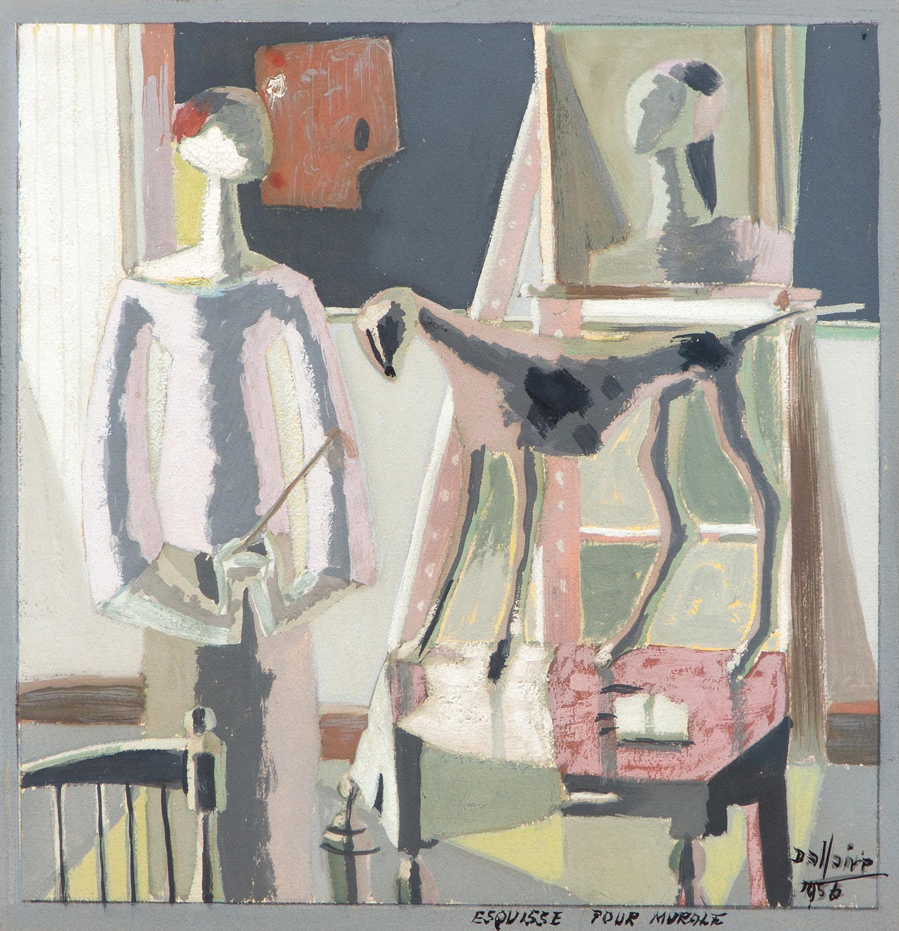 Jean-Philippe Dallaire (1916-1965) - Esquisse pour murale, 1956