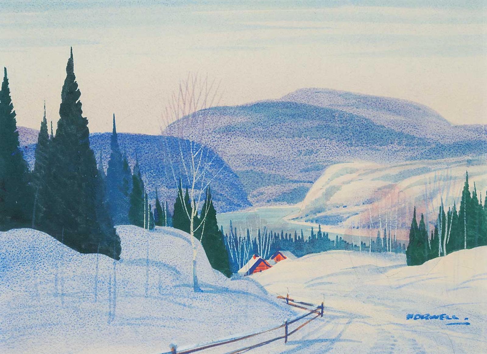 Graham Norble Norwell (1901-1967) - Untitled - Winter Road Home