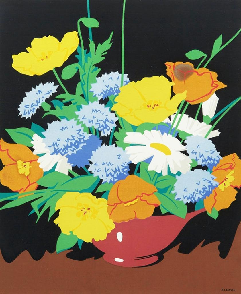 Alfred Joseph (A.J.) Casson (1898-1992) - Flowers in a Red Bowl