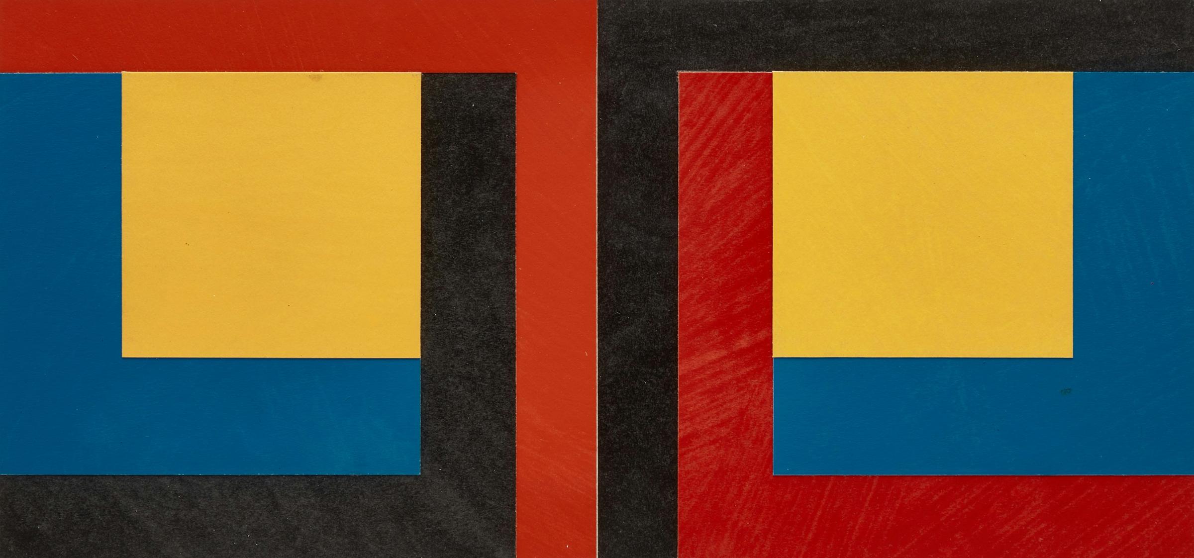 Jaan Poldaas (1948-2018) - Inverse Squares (Yellow on Blue)