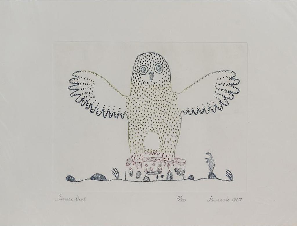 Jamasie Teevee (1910-1985) - Small Owl; Birds Hunting Fish