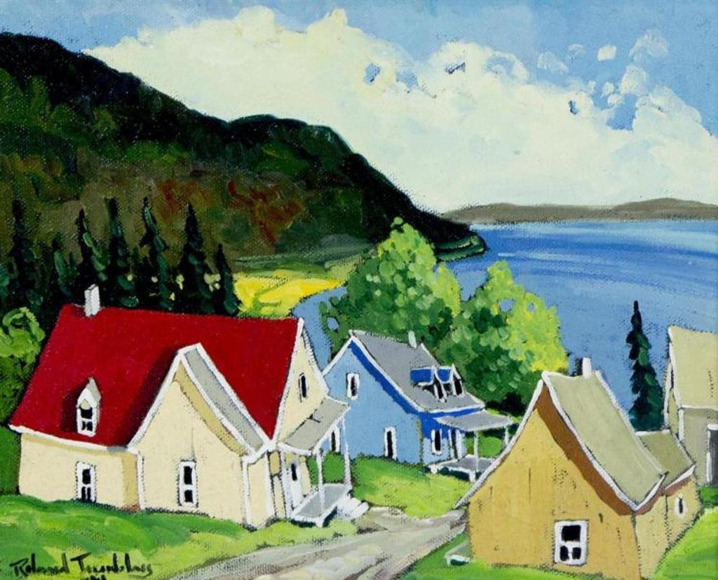 Roland Tremblay (1955) - Untitled - Houses by a Lake