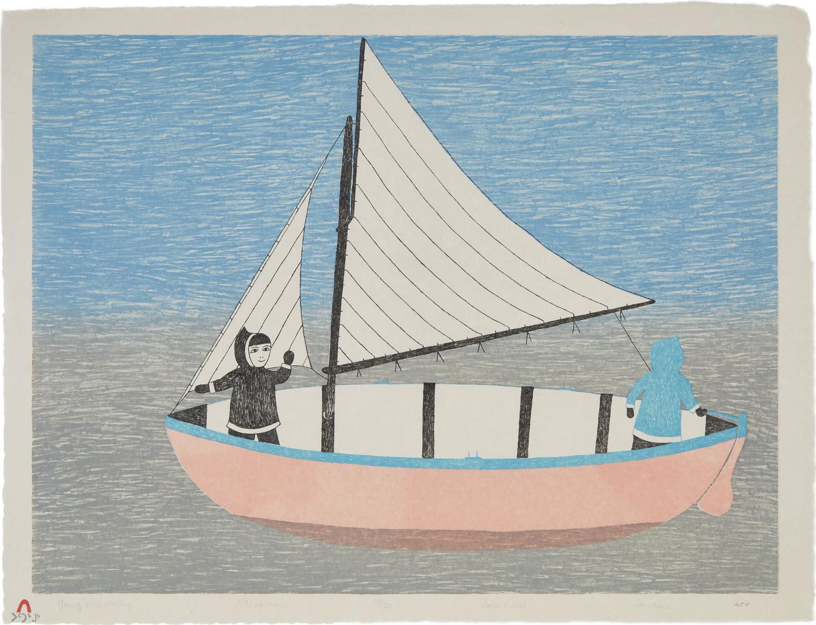 Jamasie Teevee (1910-1985) - Young Men Sailing