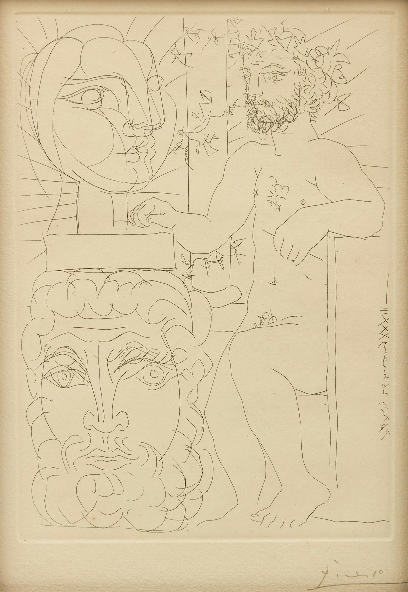 Pablo Ruiz Picasso (1881-1973) - Sculpteur et deux têtes sculptées from the Vollard Suite (Bloch 157; Geiser 310 Bd)