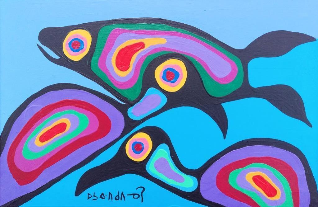 Norval H. Morrisseau (1931-2007) - Fish and Birds