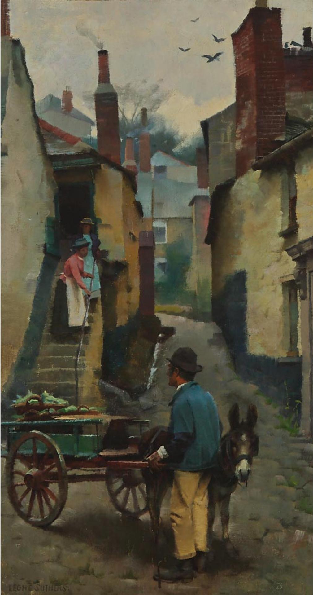Leghe Suthers (1856-1924) - Village Lane With Vegetable Merchant