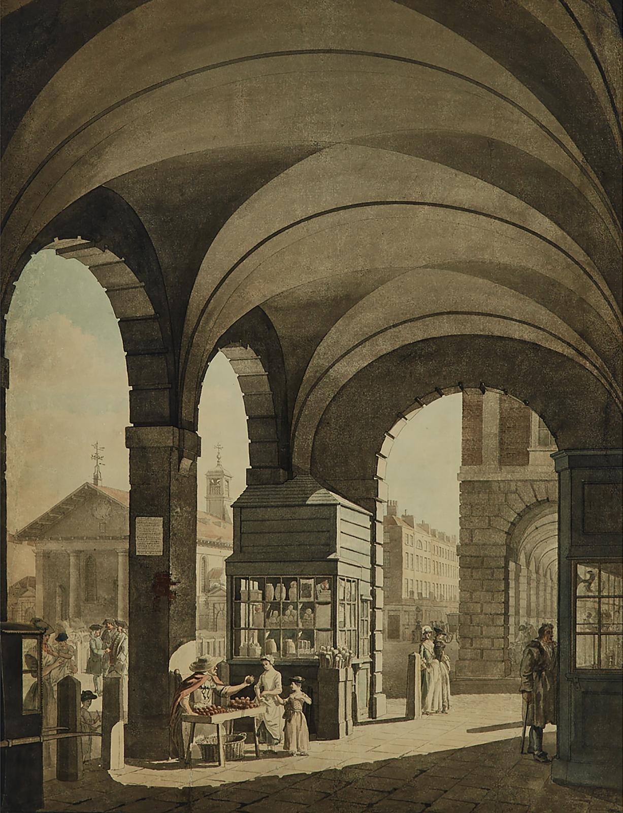 Thomas Sandby (1721-1798) - A Fruit Seller In The Colonnade Near Saint Paul's Church, Covent Garden
