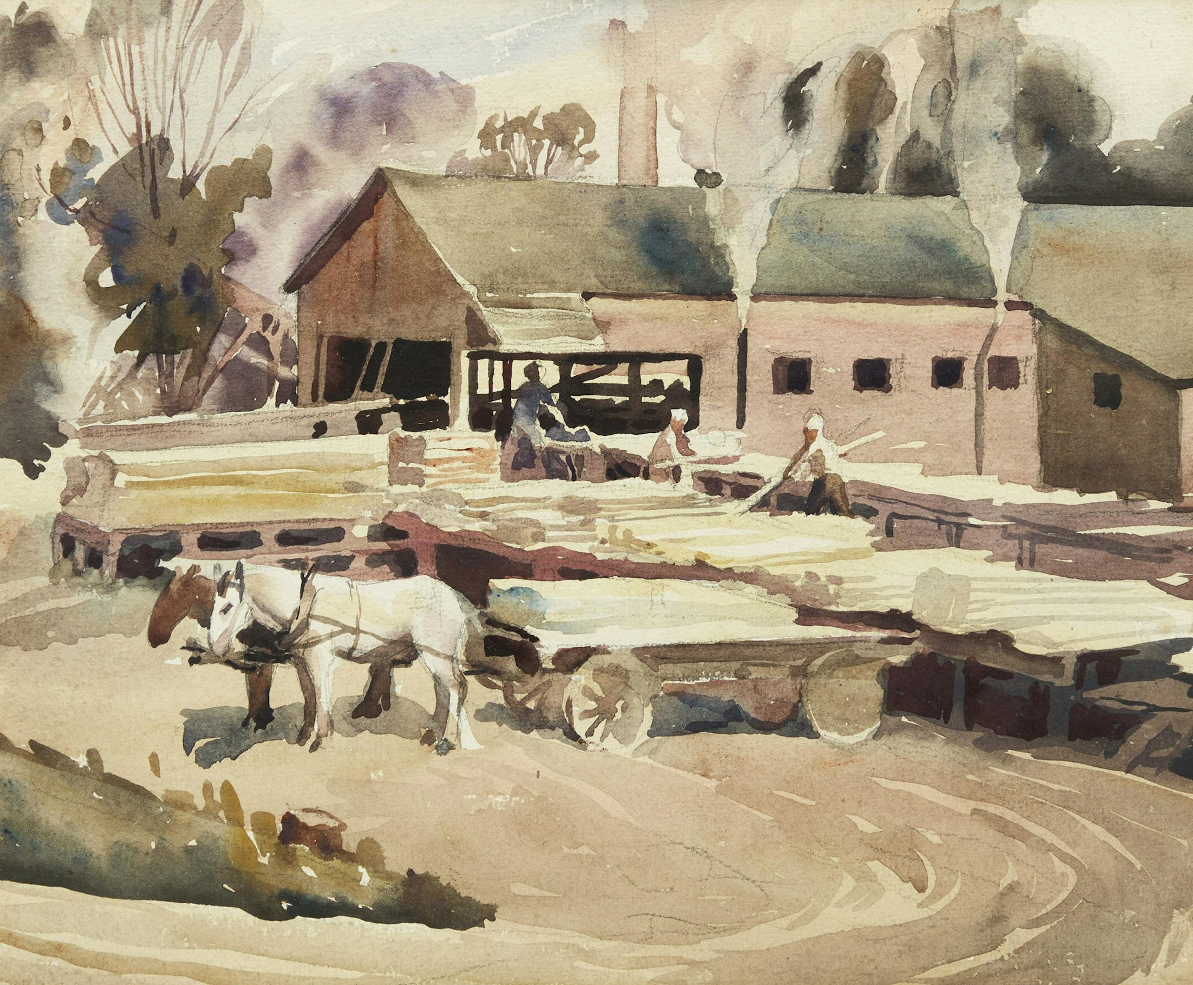 Frederick Alexander Fraser (1897-1975) - Untitled (Sawmill Loading the Wood)