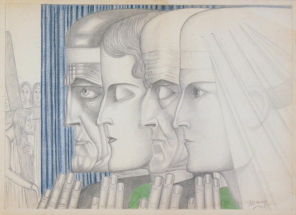 Johannes Theodorus (Jan) Toorop (1859-1928) - Untitled, Four Figures Praying, Second Station Of The Cross; 1928